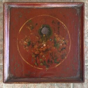 Antique Hand Painted Chinese Lacquer Serving Tray